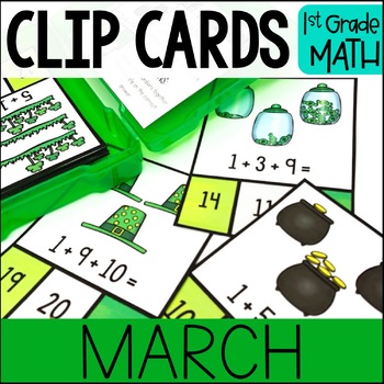 Preview of MARCH Math Task Boxes for Centers or Early Finishers 1st Grade