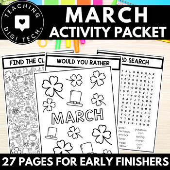 Preview of MARCH Morning Work | Early Finisher Independent Activity Packet | Fast Finisher