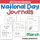MARCH National Days Differentiated Journals for special education