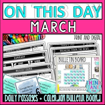 Preview of MARCH On This Day History Reading Passages and Bulletin Board - Nonfiction