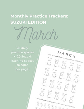 Preview of MARCH - Suzuki Piano Practice Tracker | Easter Bunny Theme