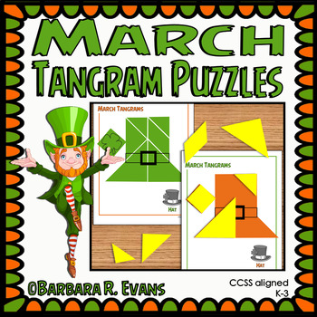 Preview of TANGRAMS TANGRAM PUZZLES MARCH St. Patrick's Day Math Center Critical Thinking