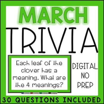 March Trivia Digital Print Distance Learning By The Limitless Classroom
