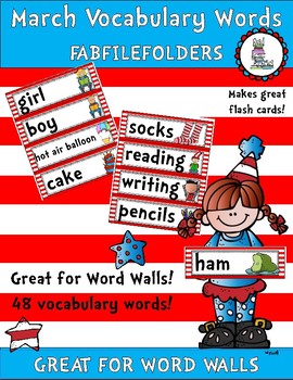 Preview of MARCH VOCABULARY CARDS FOR WORD WALLS