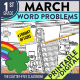 MARCH WORD PROBLEMS Math 1st Grade First Activities Worksh