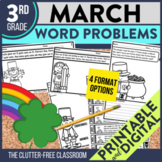 MARCH WORD PROBLEMS Math 3rd Grade Third Activities Worksh