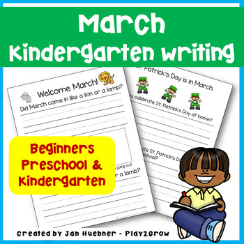 Preview of MARCH Writing Journal Prompts Preschool Kindergarten NO PREP