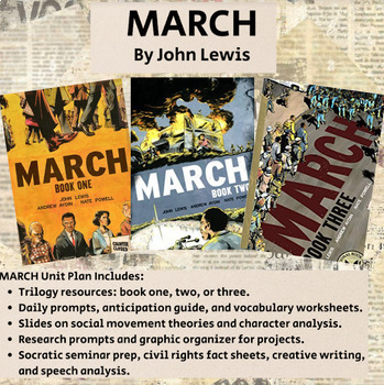 Preview of MARCH by John Lewis Graphic Novel Unit Activities, Projects, & Assignments