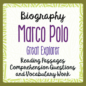 Preview of MARCO POLO Explorer Biography Reading Passages Activities PRINT and EASEL