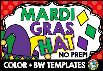 Preview of MARDI GRAS CRAFT CROWN JESTER HAT HEADBAND FEBRUARY COLORING ACTIVITY PAGE SHEET