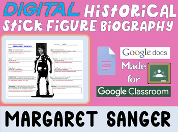 Preview of MARGARET SANGER - Digital Stick Figure Mini Bios for Women's History Month