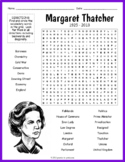MARGARET THATCHER Biography Word Search Puzzle Worksheet Activity