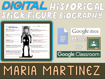 Preview of MARIA MARTINEZ Digital Historical Stick Figure Biographies  (MINI BIO)