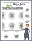 MARIE CURIE Biography Word Search Puzzle Worksheet Activity