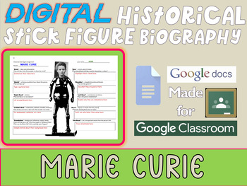 Preview of MARIE CURIE Digital Historical Stick Figure Biography (MINI BIOS)