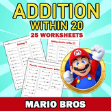 MARIO BROS Addition within 20 | WORKSHEETS