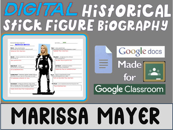 Preview of MARISSA MAYER Digital Historical Stick Figure Biography (MINI BIOS)