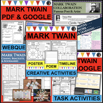 Preview of MARK TWAIN BUNDLE Research Project Biography Distance Learning (PDF & DIGITAL)