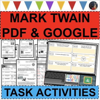 Preview of MARK TWAIN Surprising Facts Stations Activities Famous Writer (PDF & DIGITAL)