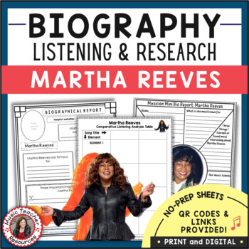 Preview of Women's History Month Music Activities & Bulletin Board Posters - MARTHA REEVES