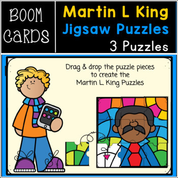 Preview of MARTIN L. KING | JIGSAW PUZZLES | BOOM CARDS | Distance Learning