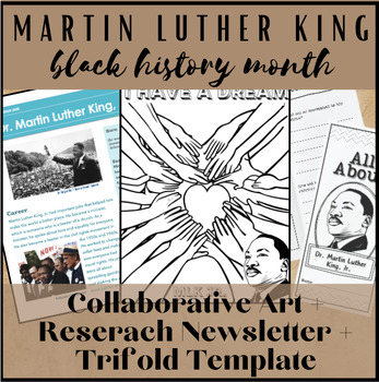 Preview of MARTIN LUTHER KING BUNDLE! Research Reading Comprehension- Trifold Template- Art