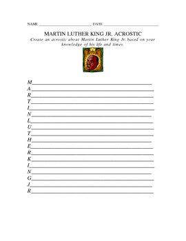 Preview of MARTIN LUTHER KING JR. ACROSTIC