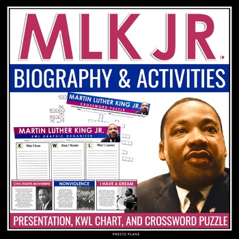 Preview of Martin Luther King Jr Day - MLK Biography, Assignment, Crossword Puzzle Activity