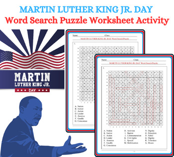 Preview of MARTIN LUTHER KING JR. DAY Vocabulary Word Search Puzzle Worksheet Activity
