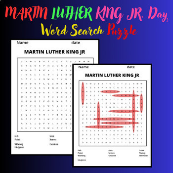 Preview of MARTIN LUTHER KING JR. Day  Puzzle Word Search Worksheet Activity