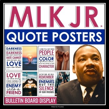 Preview of Martin Luther King Jr Day Posters - Classroom Bulletin Board MLK Quotes Display