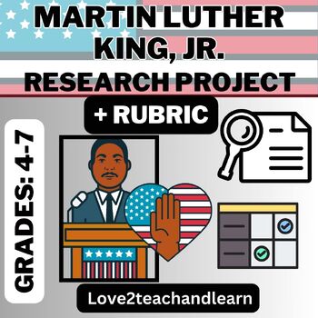 Preview of MARTIN LUTHER KING JR. Biography Research Project with RUBRIC (MLK DAY)