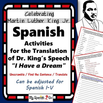 Preview of MARTIN LUTHER KING JR- SPANISH ACTIVITIES FOR "I HAVE A DREAM"