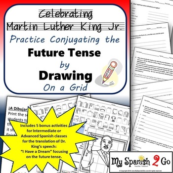 Martin Luther King Jr Spanish Future Tense Verbs Draw On Grid Tpt
