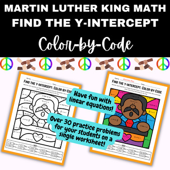 Preview of MLK Color by Code Math: Find Y-INTERCEPT from an equation