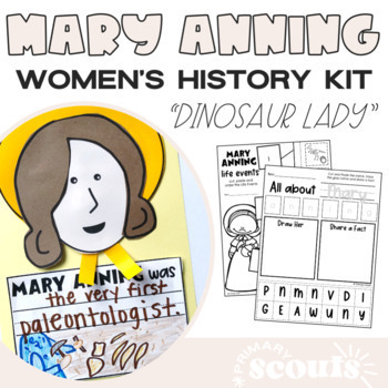 Preview of Dinosaur Lady MARY ANNING Craft & Activities | Womens History Month