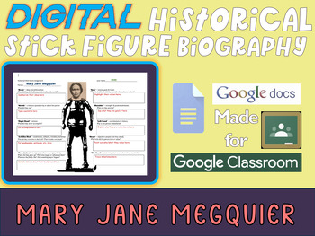 Preview of MARY JANE MEGQUIER Digital Stick Figure Biography for California History
