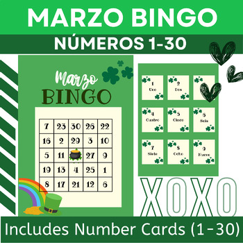 Preview of MARZO SPANISH Number Bingo- Centers and Small Groups