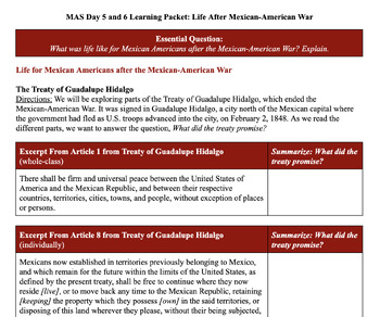 Preview of MAS Day 5 and 6: Life for Mexicans after Mexican American War