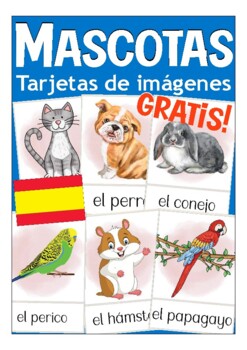 Preview of MASCOTAS (pets)  - tarjetas de vocabulario Spanish / Español (flash cards) FREE!