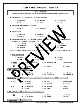 Preview of MASCULIN ou FEMININ en français / MASCULINE or FEMININE NOUNS in French