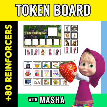 Preview of MASHA AND THE BEAR Token Board + 90 reinforcers