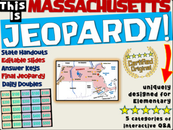 Preview of MASSACHUSETTS STATE JEOPARDY GAME! handouts, answer keys, interactive game board