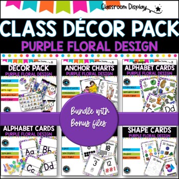 Preview of MASSIVE DECOR SET  Classroom Labels and Signs Pack  CALMING BLUE FLOWERS