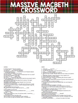 macbeth crossword puzzle clues massive