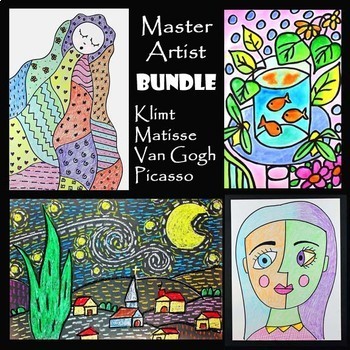 Preview of MASTER ARTISTS BUNDLE | 4 EASY Drawing & Painting Video Lessons & Art Projects