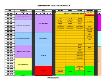 Preview of MASTER SCHEDULE FOR SPECIAL EDUCATION