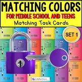 MATCHING COLORS TASK CARDS for Middle School and Teens "Ta