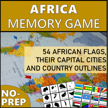 Preview of AFRICA MEMORY MATCHING GAME | Flags, Capital Cities and Country Outlines