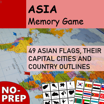 Preview of ASIA MATCHING MEMORY GAME | Flags, Capital Cities and Country Outlines